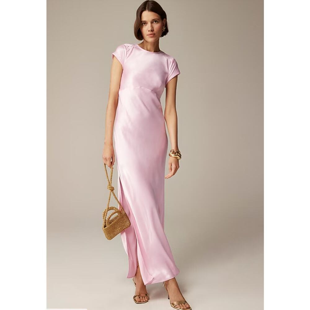 J. Crew Pale Pink Satin Maxi Dress